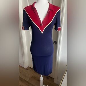 Tretorn Red and Navy Zip-Up Sweater